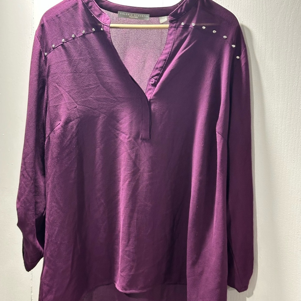 Valerie Stevens Purple Relaxed Blouse with Embellishments